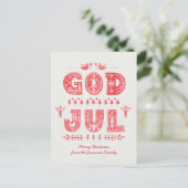 God Jul Swedish Christmas Card Scandi Style Script Postkarte (Stehend Vorderseite)