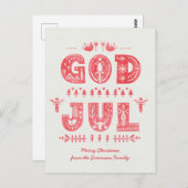 God Jul Swedish Christmas Card Scandi Style Script Postkarte (Vorne/Hinten)