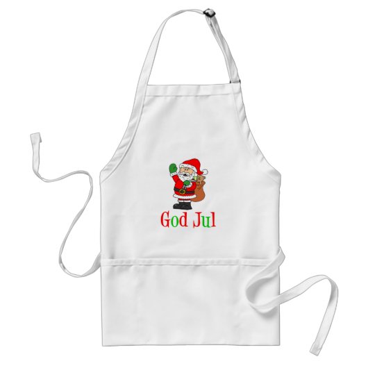 God Jul Swedish Christmas Santa Adult Schürze (Vorne)