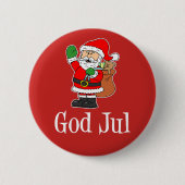 God Jul Swedish Christmas Santa Button (Vorderseite)