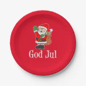 God Jul Swedish Christmas Santa Paper Plate Pappteller (Vorderseite)