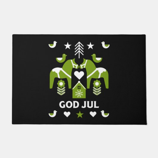 God Jul Swedish Folk Art Fußmatte (Vorderseite)