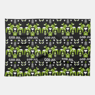 God Jul Swedish Folk Art Geschirrtuch