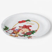 God Jul Swedish Gnomes Red Family Pappteller (Schrägansicht)