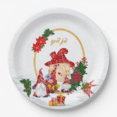 God Jul Swedish Gnomes Red Family Pappteller (Vorderseite)