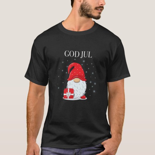 God Jul Swedish Merry Christmas Sweden Tomte Gnome T-Shirt (Vorderseite)