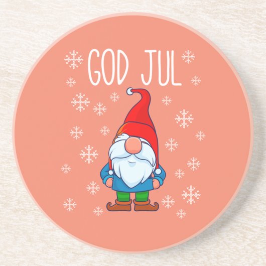 God Jul, Swedish Tomte Gnome, skandinavisches Merr Getränkeuntersetzer (Vorne)
