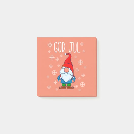 God Jul, Swedish Tomte Gnome, skandinavisches Merr Post-it Klebezettel (Vorderseite)