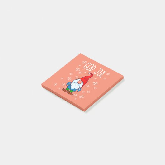 God Jul, Swedish Tomte Gnome, skandinavisches Merr Post-it Klebezettel (angewinkelt)