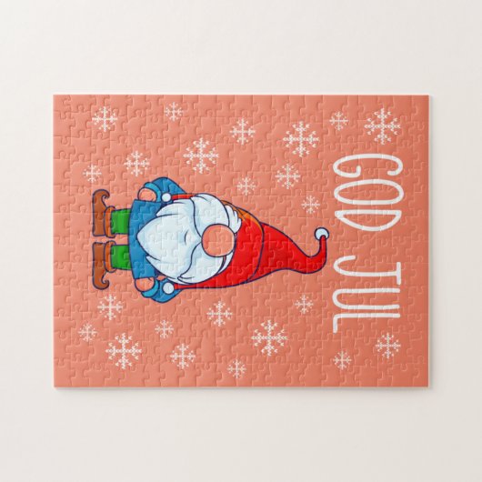 God Jul, Swedish Tomte Gnome, skandinavisches Merr Puzzle (Horizontal)