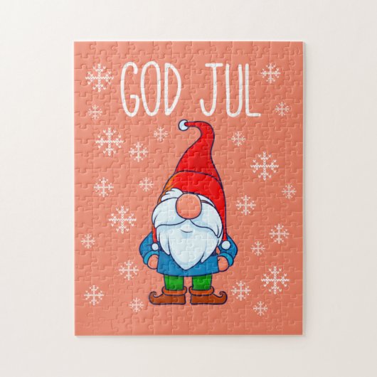 God Jul, Swedish Tomte Gnome, skandinavisches Merr Puzzle (Vertikal)
