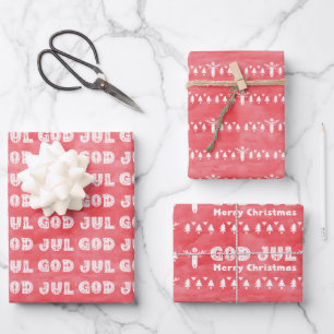 God Jul Traditionelle schwedische Weihnachten  Geschenkpapier Set