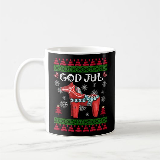 God Jul Ugly Scandinavian Dala Horse Kaffeetasse (Links)