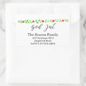 God Jul, Watercolor Christmas banner Rechteckiger Aufkleber (Tasche)