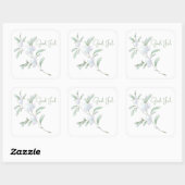 God Jul White Winter Berries Square Sticker (Blatt)