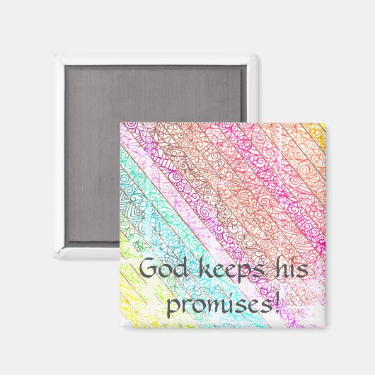 "God Keeps His Versprechen!" Rainbow Magnet (Vorderseite/Rückseite)