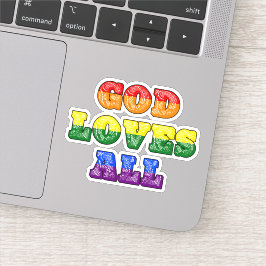"God Loves All" Gay/LGBTQIA+/Queer Christian Pride Aufkleber