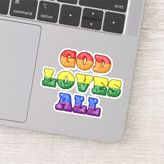 "God Loves All" Gay/LGBTQIA+/Queer Christian Pride Aufkleber