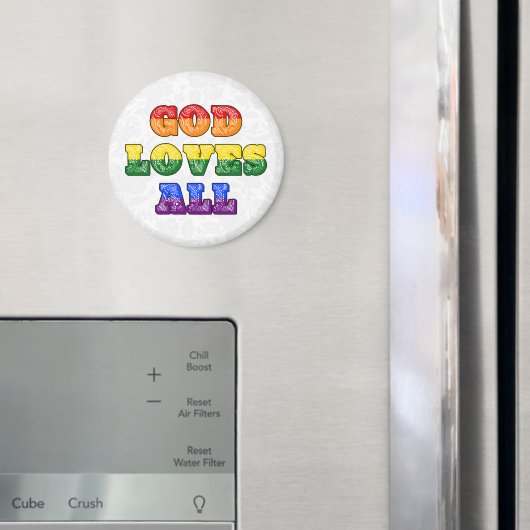 "God Loves All" Gay/LGBTQIA+/Queer Christian Pride Magnet (In Situ (Kühlschrank))