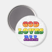"God Loves All" Gay/LGBTQIA+/Queer Christian Pride Magnet (Vorderseite/Rückseite)