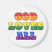 "God Loves All" Gay/LGBTQIA+/Queer Christian Pride Magnet (Vorne)