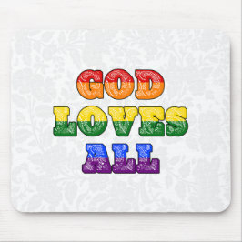 "God Loves All" Gay/LGBTQIA+/Queer Christian Pride Mousepad