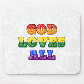 "God Loves All" Gay/LGBTQIA+/Queer Christian Pride Mousepad