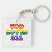"God Loves All" Gay/LGBTQIA+/Queer Christian Pride Schlüsselanhänger (Rückseite)