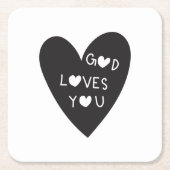 God loves you rechteckiger pappuntersetzer (Vorderseite)