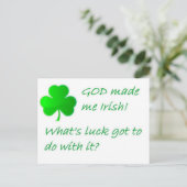 GOD machte irisch Postkarte (Stehend Vorderseite)