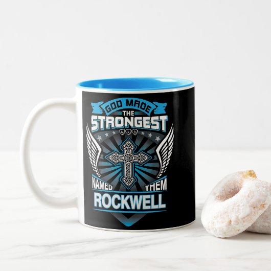 God Made The Strongest And Named Them Rockwell Zweifarbige Tasse (Mit Donut)