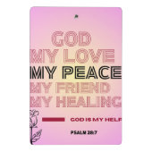 God, My Love & Help Psalm 28:7 Mini Klemmbrett (Rückseite)