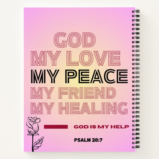 God, My Love & Help Psalm 28:7 Spiral Notebook Notizblock (Rückseite)