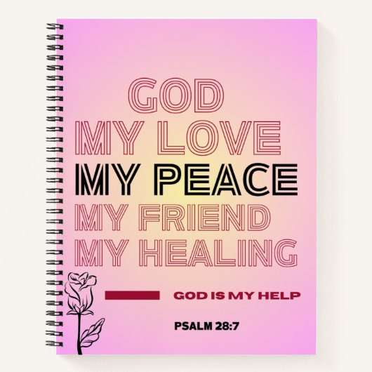 God, My Love & Help Psalm 28:7 Spiral Notebook Notizblock (Vorderseite)