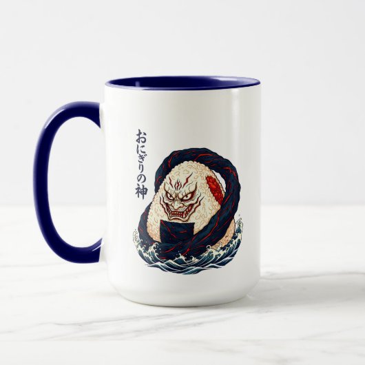 God of Onigiri Oni Samurai Japanese Rice Ball Wave Tasse (Links)