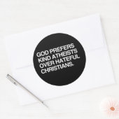 GOD PRÄFERS KIND ATHEISTS RUNDER AUFKLEBER (Umschlag)