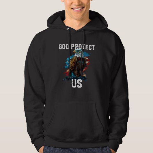 God Protect US American Bald Eagle Christian 4th O Hoodie (Vorderseite)