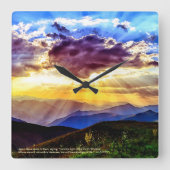 God Ray Sunams Mountains Scripting Verse Quadratische Wanduhr (Vorderseite)