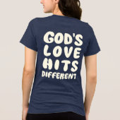God’s Love Hits Different, Christian Faith Tri-Blend Shirt (Rückseite)