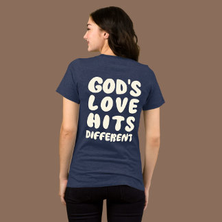 God’s Love Hits Different, Christian Faith Tri-Blend Shirt
