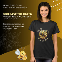 God Save The Queen Buntglas Honigbiene T-Shirt