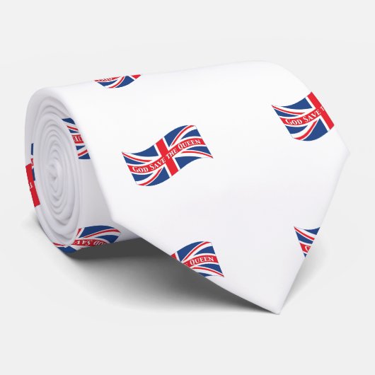 God Save the Queen mit Gewerkschafts-Jack Krawatte (Gerollt)