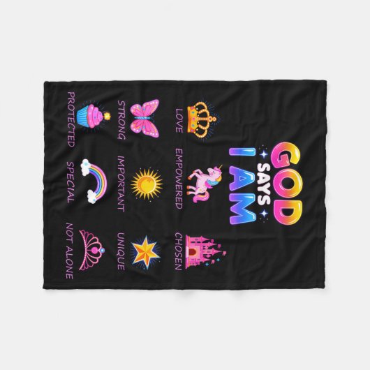 God Say I Am Princess Cute Jesus Teen Girl Toddler Fleecedecke (Vorderseite (Horizontal))