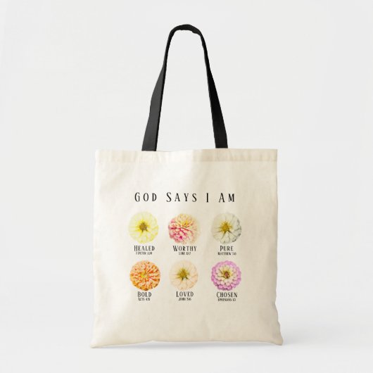 God Says I Am Affirmation Pastel Floral Tragetasche (Vorne)