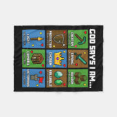 God Says I Am Bible Verses Xel Art Christian Gamer Fleecedecke (Vorderseite (Horizontal))