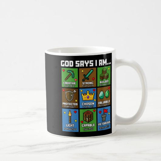God Says I Am Bible Verses Xel Art Christian Gamer Kaffeetasse (Rechts)