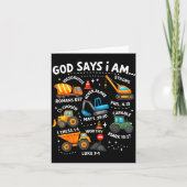 God Says I Am Christian Bible Verses Boys Construc Karte (Vorderseite)
