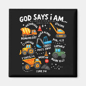 God Says I Am Christian Bible Verses Boys Construc Magnet (Vorne)
