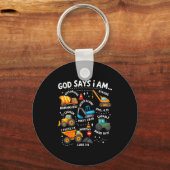God Says I Am Christian Bible Verses Boys Construc Schlüsselanhänger (Vorderseite)