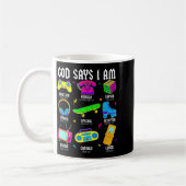 God Says I Am Christian Men Women Kids Retro 80's Kaffeetasse (Links)
